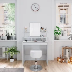 Vicco Coiffeuse Blanc 80cm avec tabouret