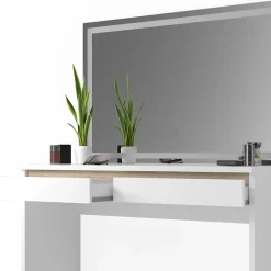 Vicco Coiffeuse Blanc 120cm avec miroir LED