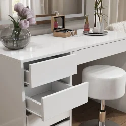 Vicco Coiffeuse Blanc 55cm avec éclairage LED