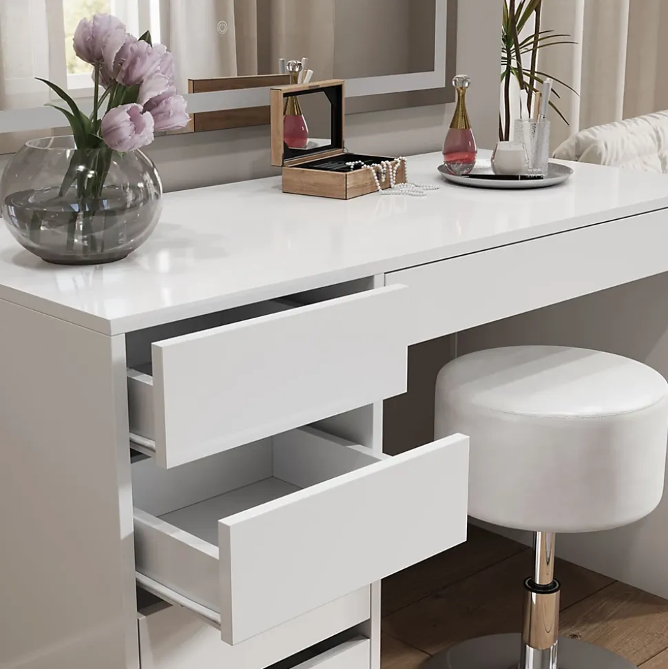 Vicco Coiffeuse Blanc 55cm avec éclairage LED