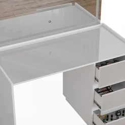 Vicco Coiffeuse Blanc Haute brillance 120cm avec miroir LED