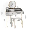 Vicco Coiffeuse Blanc Haute brillance 99cm avec miroir LED, tabouret et USB