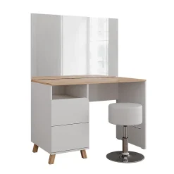 Vicco Coiffeuse Blanc/Artisan 110cm avec tabouret
