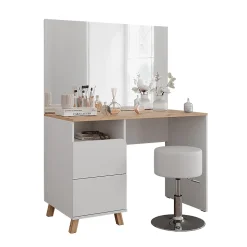 Vicco Coiffeuse Blanc/Artisan 110cm avec tabouret