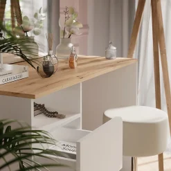 Vicco Coiffeuse Blanc/Artisan 110cm avec tabouret