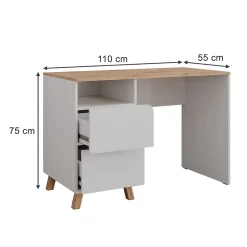 Vicco Coiffeuse Blanc/Artisan 110cm avec tiroirs