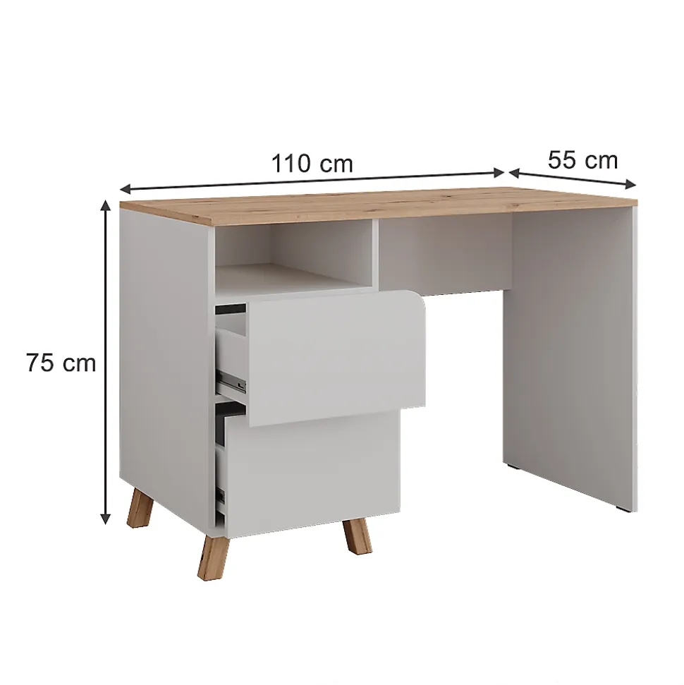 Vicco Coiffeuse Blanc/Artisan 110cm avec tiroirs
