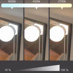 Vicco Coiffeuse Blanc/Artisan 110cm avec guirlande lumineuse LED