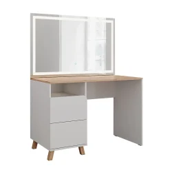 Vicco Coiffeuse Blanc/Artisan 110cm avec miroir LED