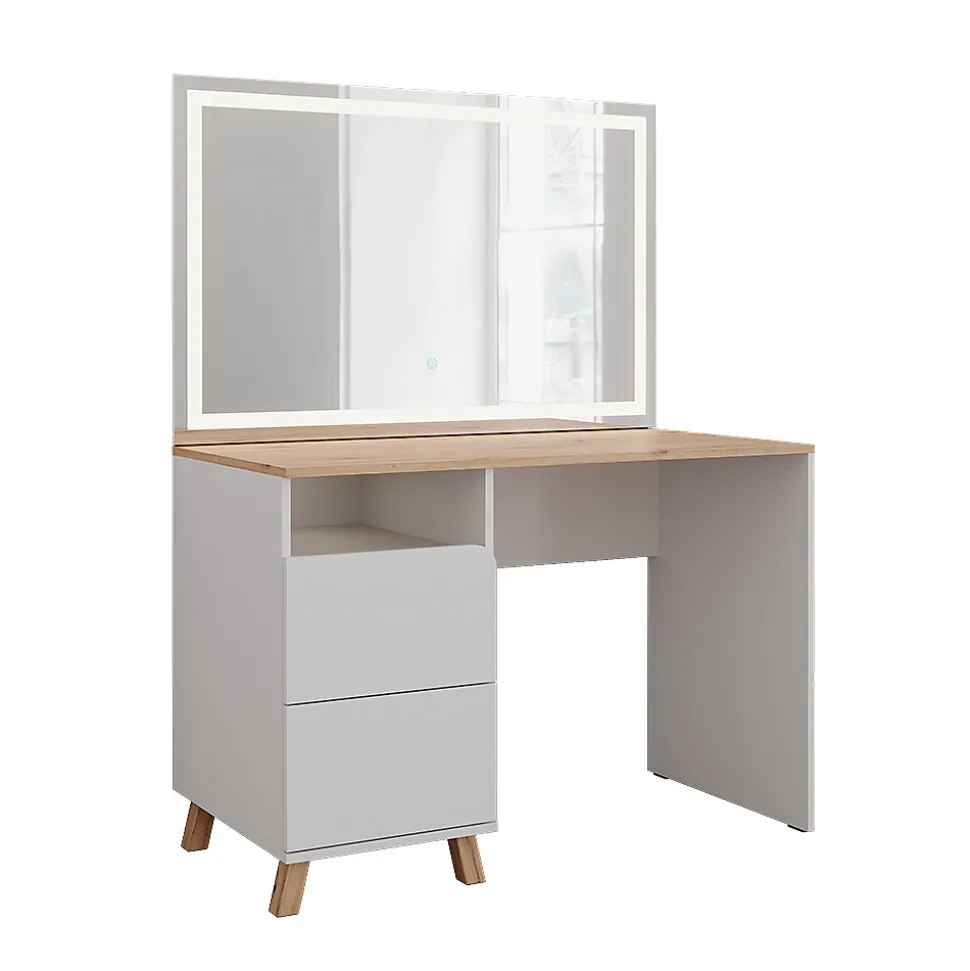 Vicco Coiffeuse Blanc/Artisan 110cm avec miroir LED