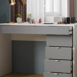 Vicco Coiffeuse Blanc/gris/gris 115cm avec miroir