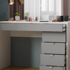 Vicco Coiffeuse Blanc/gris/gris 115cm avec éclairage LED