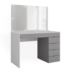 Vicco Coiffeuse Blanc/gris/gris 115cm avec éclairage LED