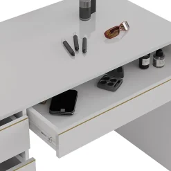 Vicco Coiffeuse Blanc/Or 120cm sans miroir