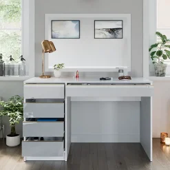 Vicco Coiffeuse Blanc/Or 120cm sans miroir