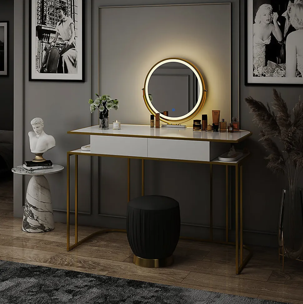 Vicco Coiffeuse Blanc/Or 110cm