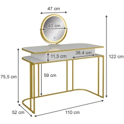 Vicco Coiffeuse Blanc/Or 110cm