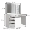 Vicco Coiffeuse Blanc/Or 55cm avec miroir LED