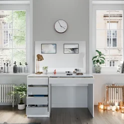 Vicco Coiffeuse Blanc/Or 55cm avec miroir