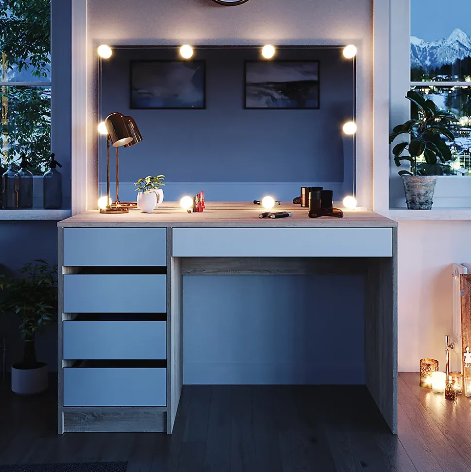 Vicco Coiffeuse Blanc/Sonoma 55cm avec éclairage LED