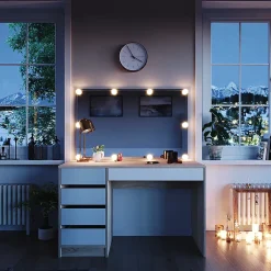 Vicco Coiffeuse Blanc/Sonoma 55cm avec éclairage LED