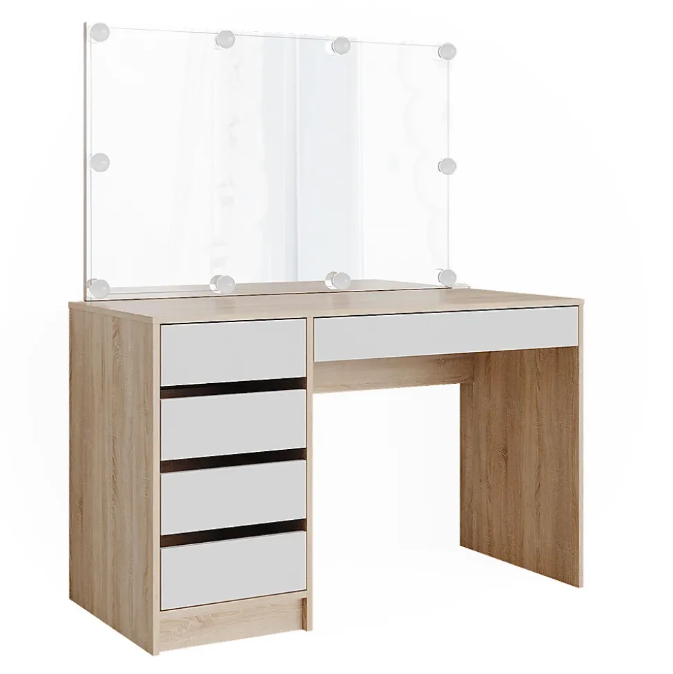 Vicco Coiffeuse Blanc/Sonoma 55cm avec éclairage LED