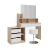 Vicco Coiffeuse Blanc/Sonoma 139.8cm avec tabouret
