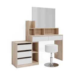 Vicco Coiffeuse Blanc/Sonoma 139.8cm avec tabouret