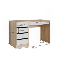 Vicco Coiffeuse Blanc/Sonoma 120cm