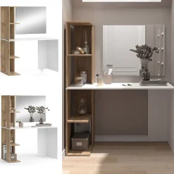 Vicco Coiffeuse Blanc/Sonoma 122.2cm avec miroir