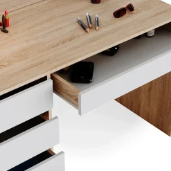 Vicco Coiffeuse Blanc/Sonoma 120cm avec éclairage LED et banc