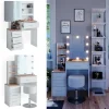 Vicco Coiffeuse Blanc/Sonoma 36cm avec éclairage LED et tabouret