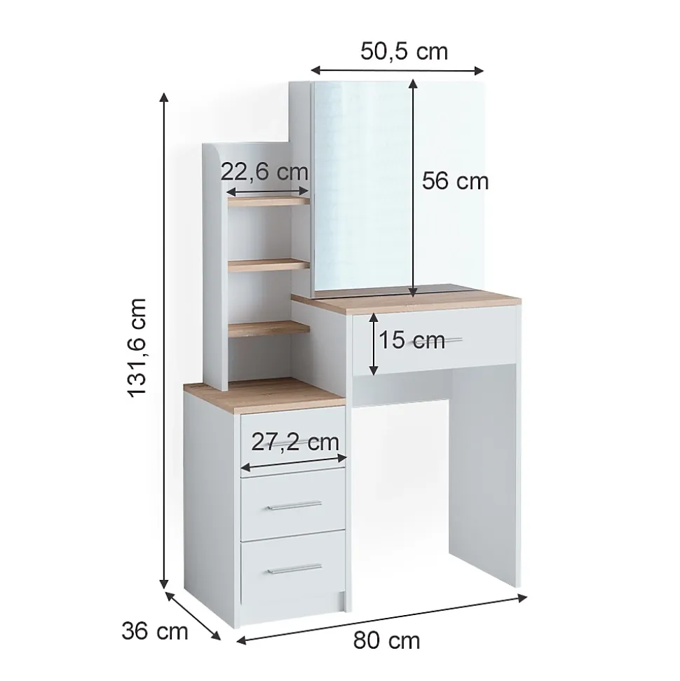 Vicco Coiffeuse Blanc/Sonoma 80cm