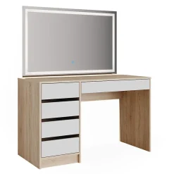 Vicco Coiffeuse Blanc/Sonoma 55cm avec miroir LED