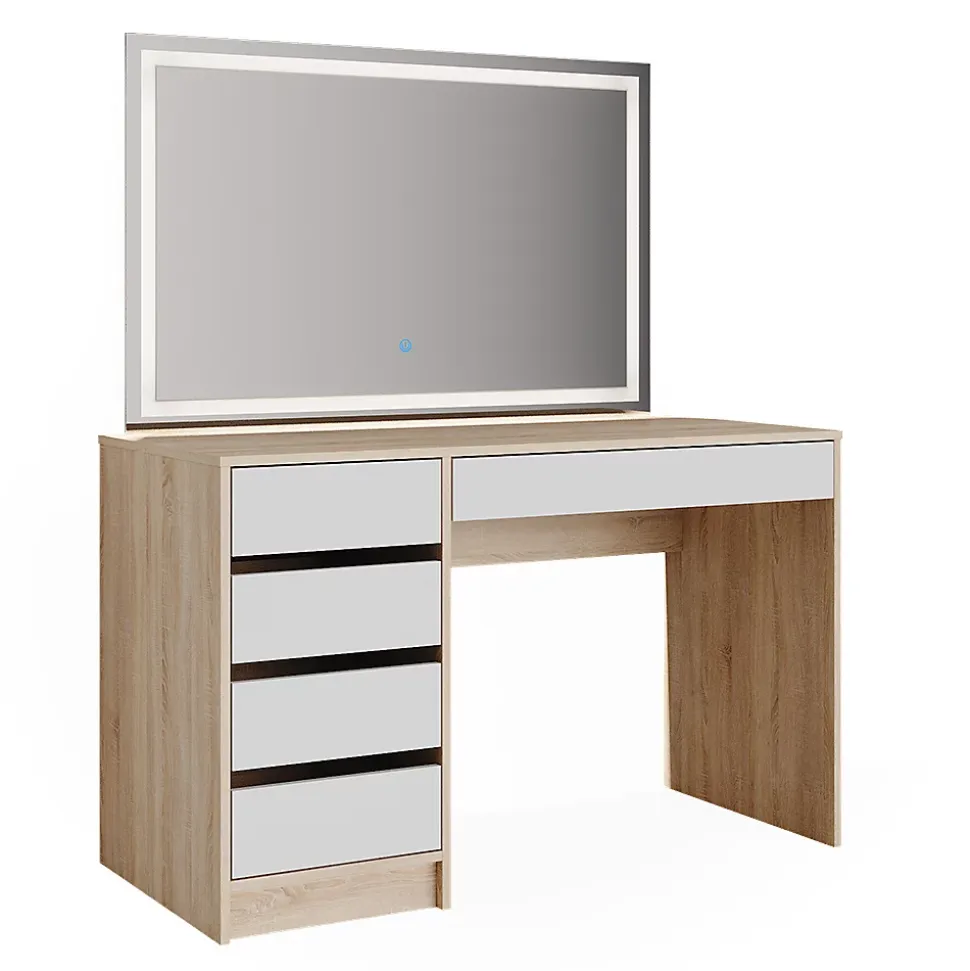 Vicco Coiffeuse Blanc/Sonoma 55cm avec miroir LED