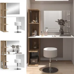 Vicco Coiffeuse Blanc/Sonoma 122.2cm avec tabouret