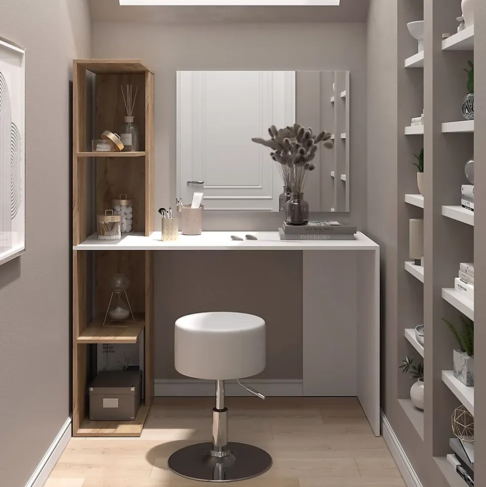 Vicco Coiffeuse Blanc/Sonoma 122.2cm avec tabouret