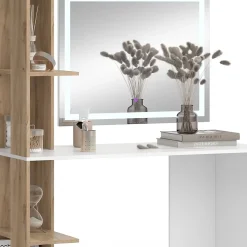 Vicco Coiffeuse Blanc/Sonoma 122.2cm avec miroir LED