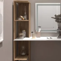 Vicco Coiffeuse Blanc/Sonoma 122.2cm avec miroir LED