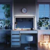 Vicco Coiffeuse Blanc/Sonoma 55cm avec miroir LED et tabouret