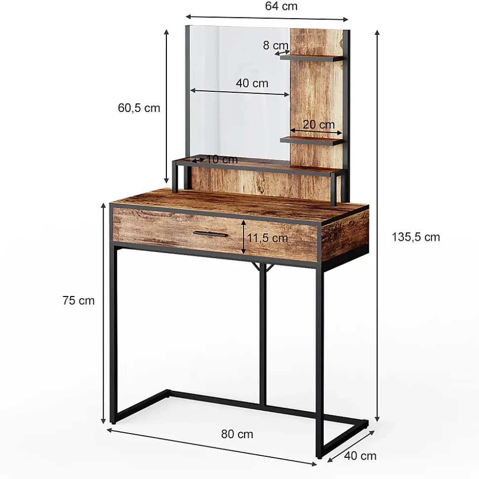 Vicco Coiffeuse Bois antique 80cm
