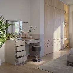 Vicco Coiffeuse Cachemire 120cm avec miroir LED et tabouret