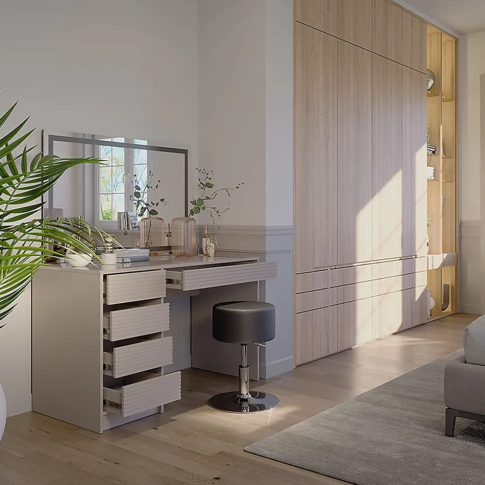 Vicco Coiffeuse Cachemire 120cm avec miroir LED et tabouret