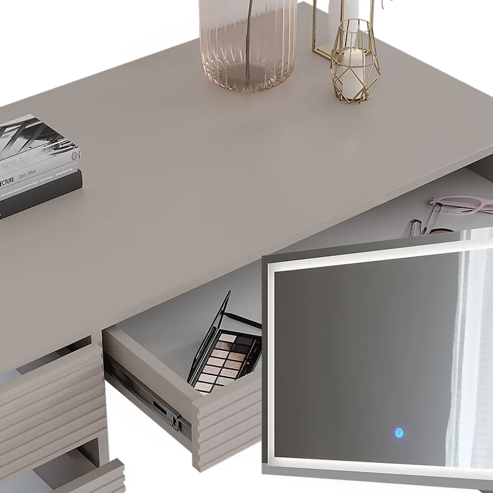 Vicco Coiffeuse Cachemire 120cm avec miroir LED et tabouret