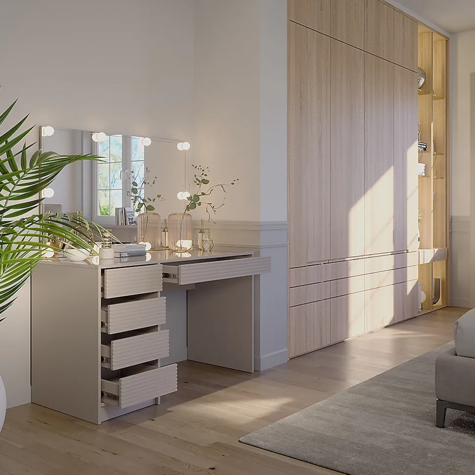 Vicco Coiffeuse Cachemire 120cm avec miroir & éclairage LED