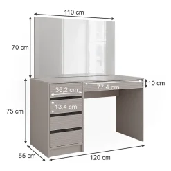 Vicco Coiffeuse Cachemire 120cm avec miroir