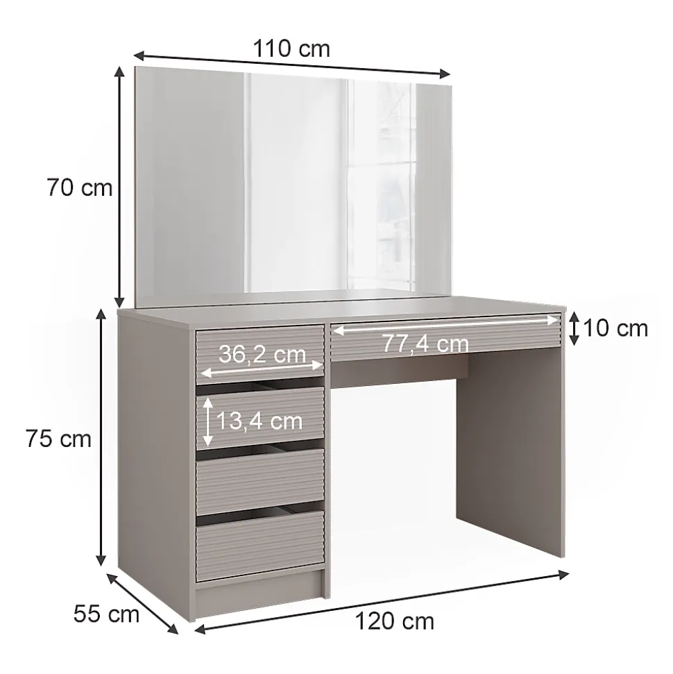 Vicco Coiffeuse Cachemire 120cm avec miroir