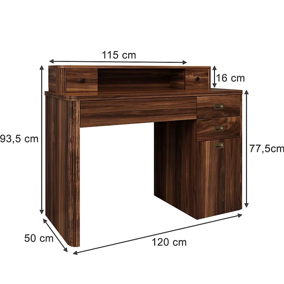 Vicco Coiffeuse Chêne rustique 120cm sans miroir