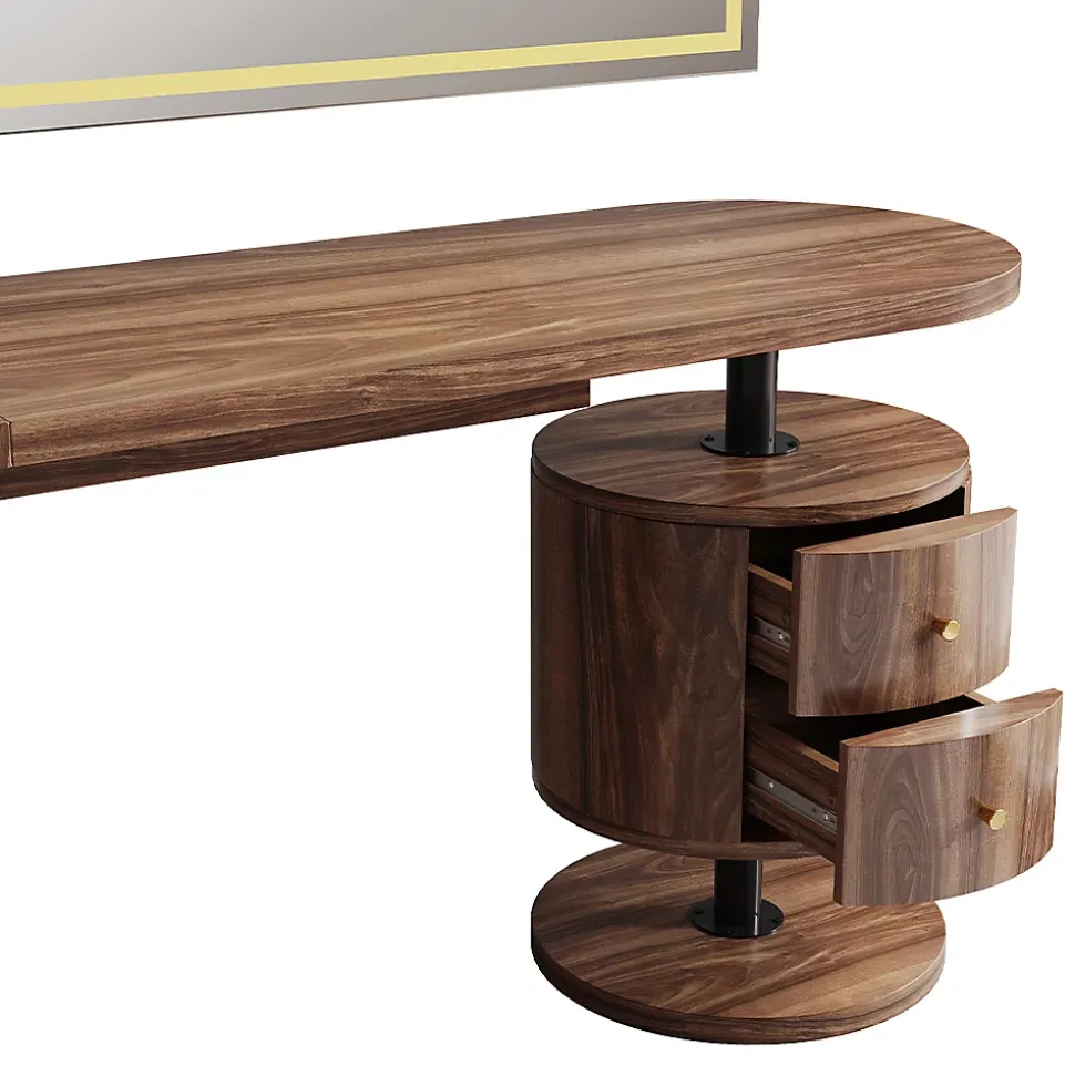 Vicco Coiffeuse Chêne rustique 120cm avec miroir LED