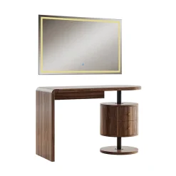 Vicco Coiffeuse Chêne rustique 120cm avec miroir LED